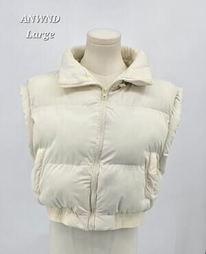 ANWND Ivory Cropped Puffer Vest – Size L